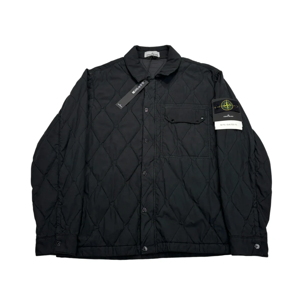 Stone Island Black 50 Fili Quilted-TC Shirt Jacket