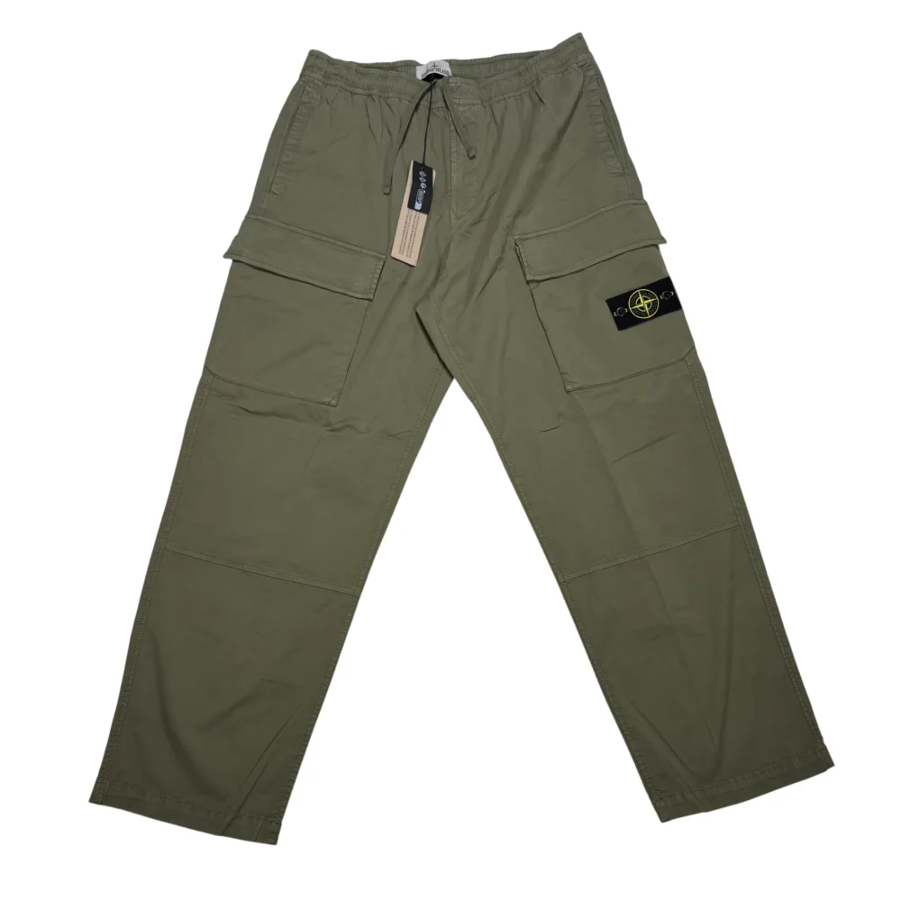 Stone Island Green Compass Patch Cargo Cargo Trousers