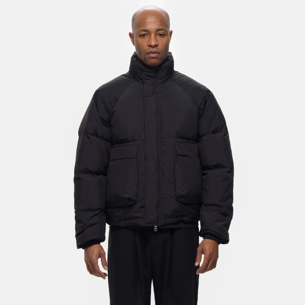 Raglan Puffer Jacket in Black