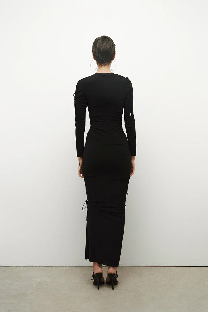 SILK KNITTED DRESS WITH CUT-OUTS - 3