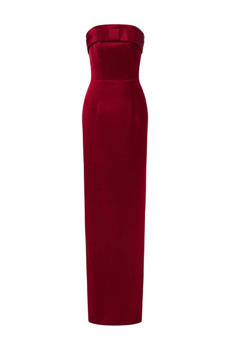 ANAMAYA CREPE SILK LINED MAXI DRESS IN RED