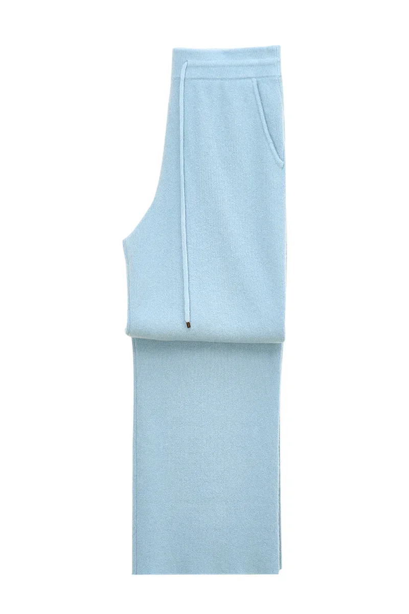 PURITY WOMEN'S STRAIGHT LEG KNIT PANTS IN BLUE