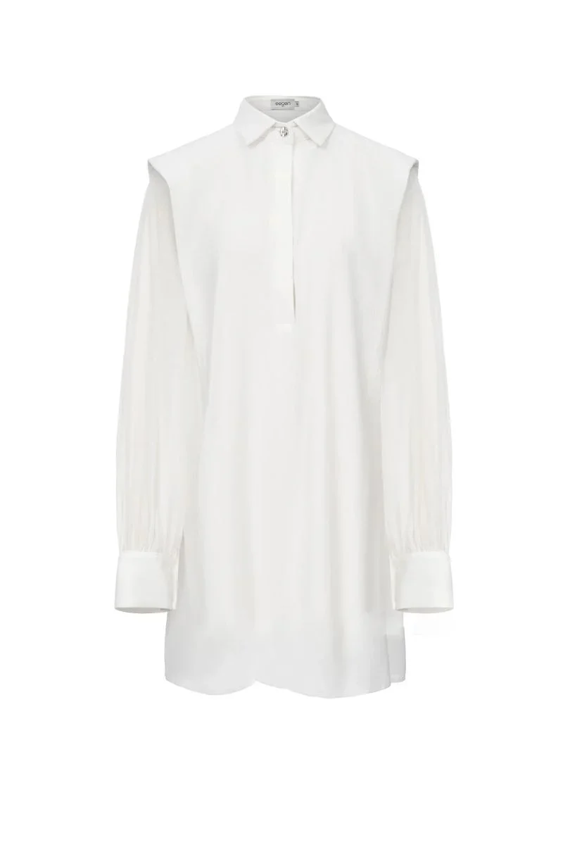 CRINKLE CHIFFON SHIRT IN WHITE