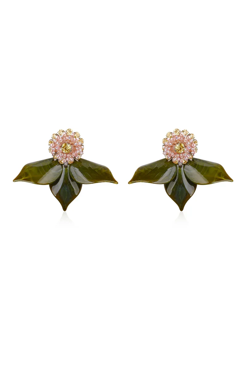 DEW DOT EARRINGS IN GREEN