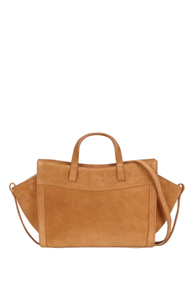 MINI SHOPPING BAG IN CAMEL SUEDE