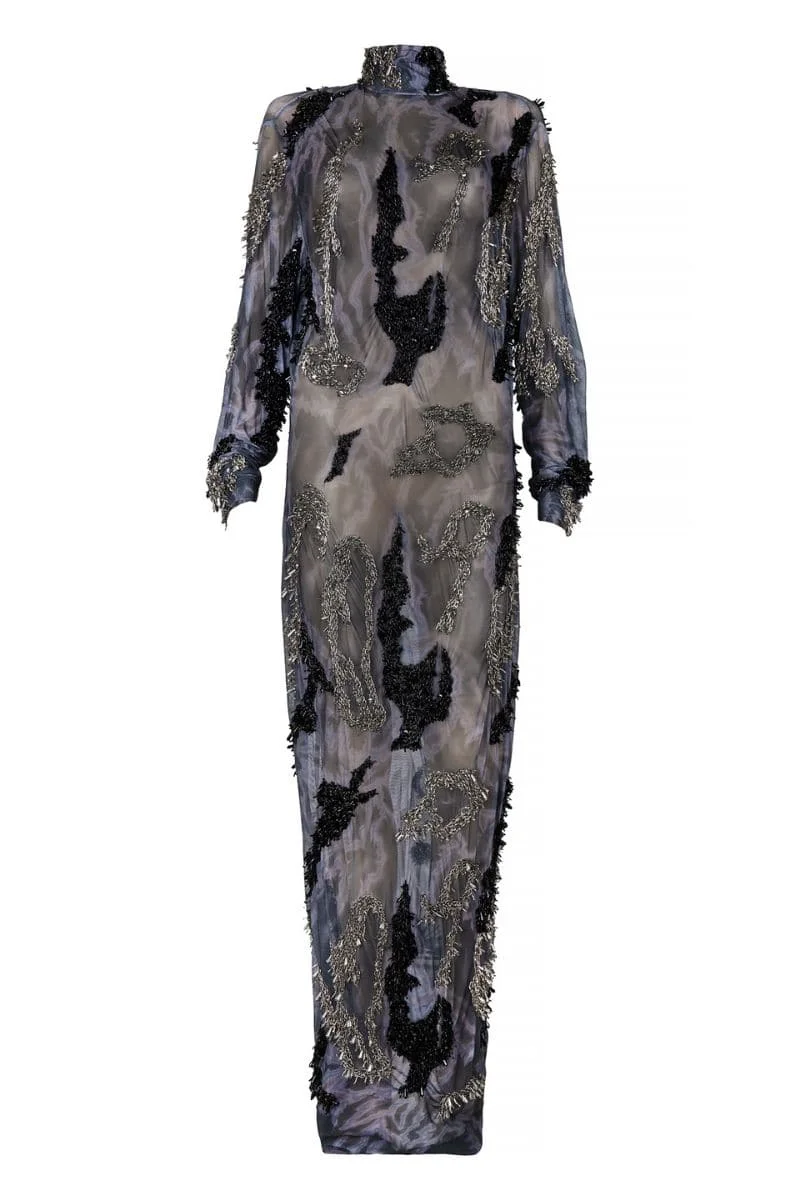 ZUSI BLACK GRAY MIDI DRESS