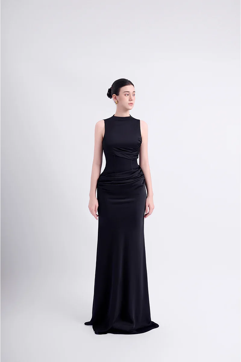 FLOSS SHEER SILK DRESS IN BLACK - 2