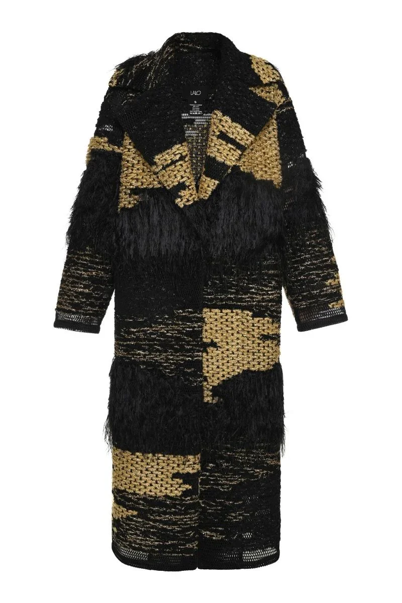 OVERSIZED COAT IN BLACK AND GOLD