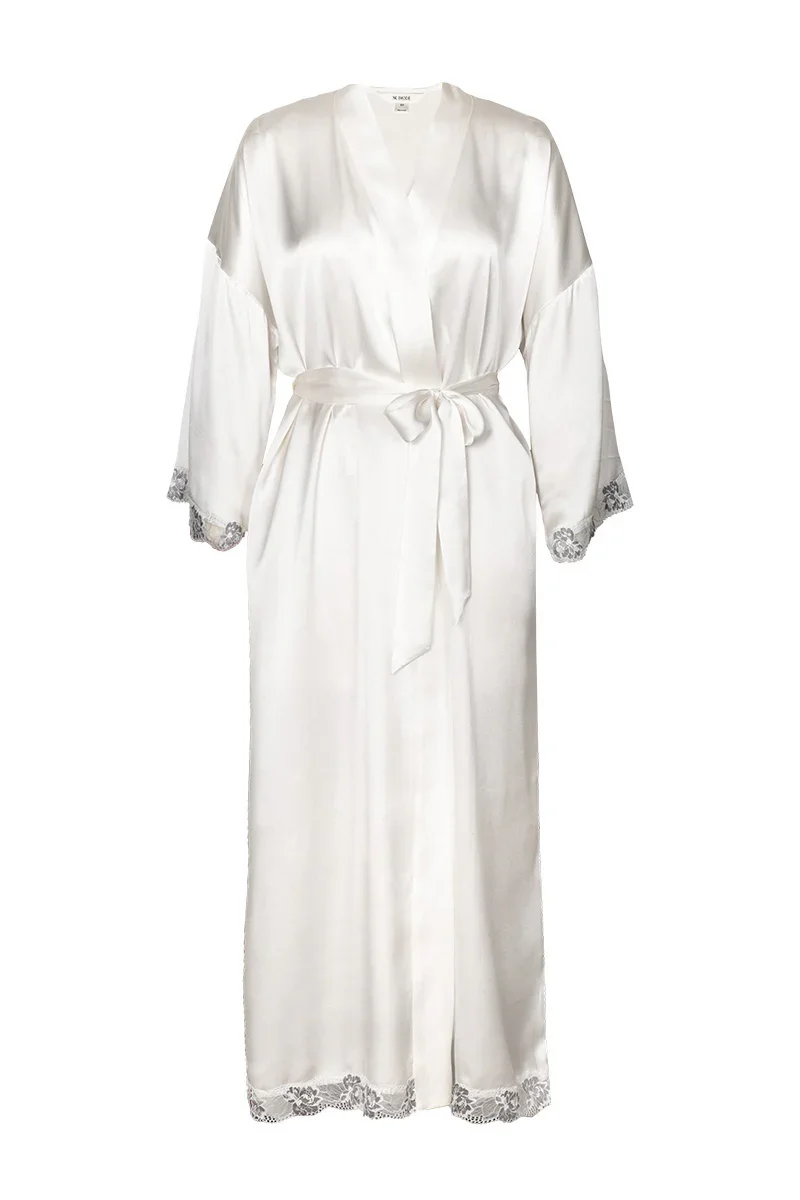 MIMI BRIDAL LONG SILK ROBE IN IVORY