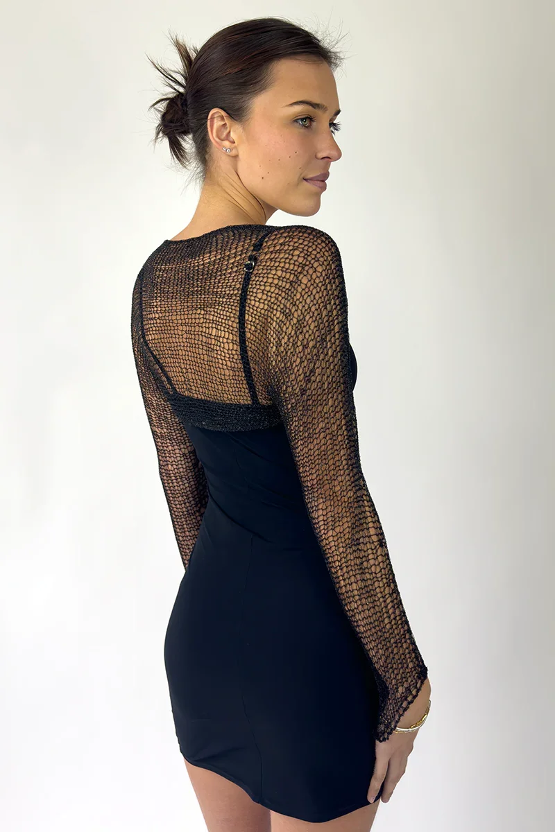 BLACK CHAIN BOLERO SHRUG - 5