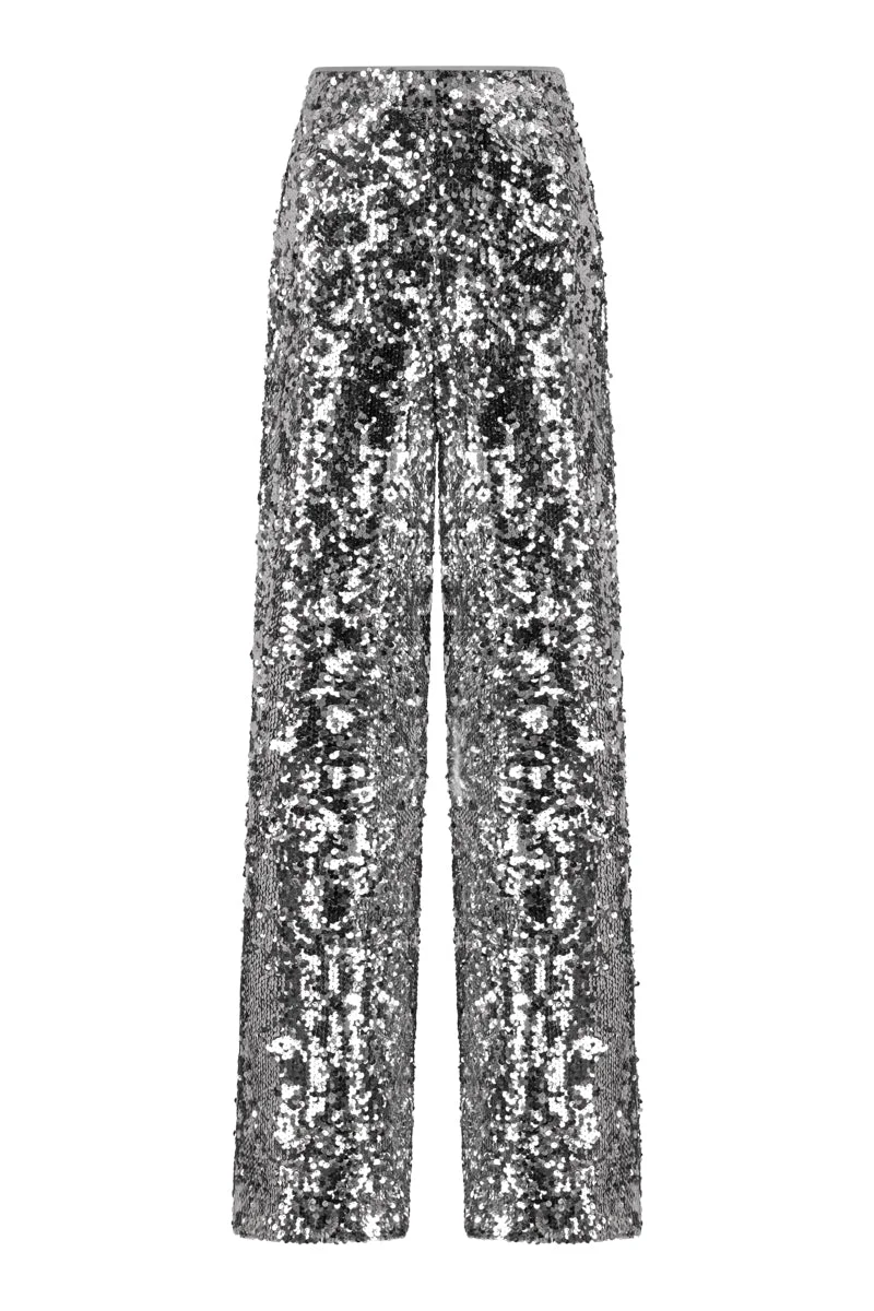 SEQUIN HIGH-WAIST TROUSERS
