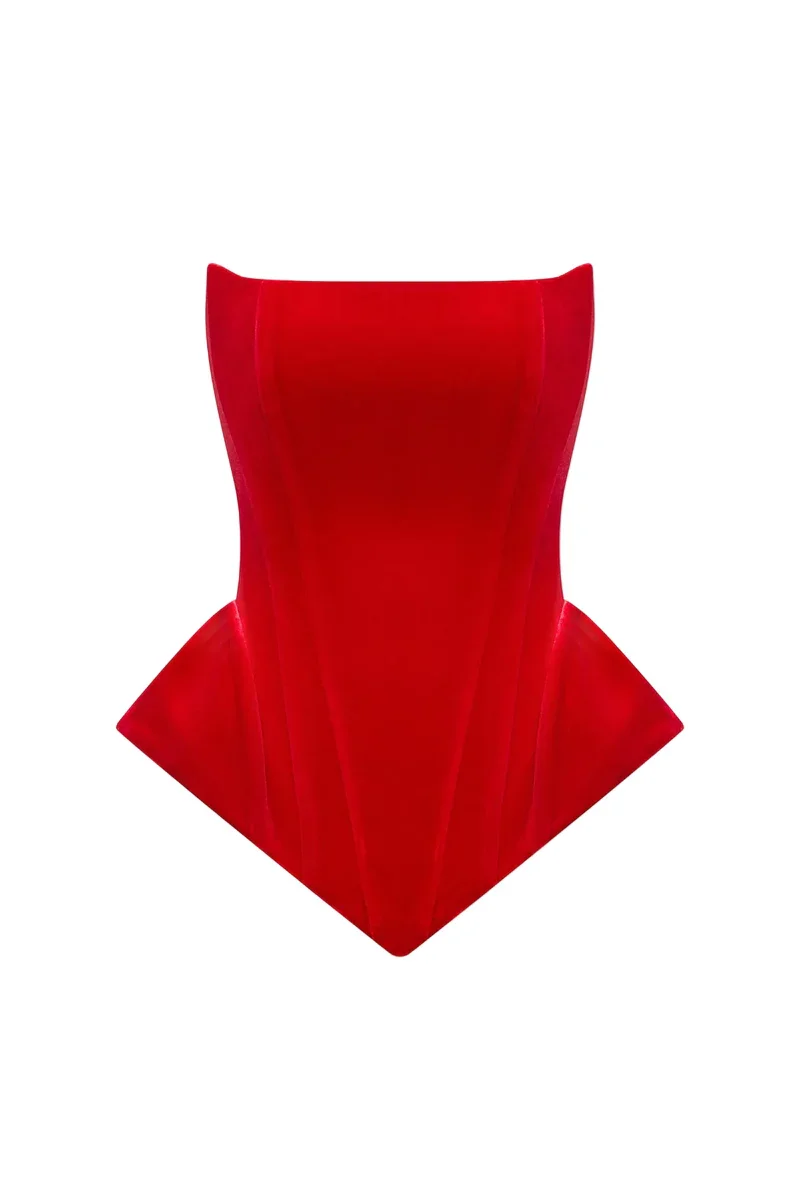 EVA VELVET CORSET IN RED