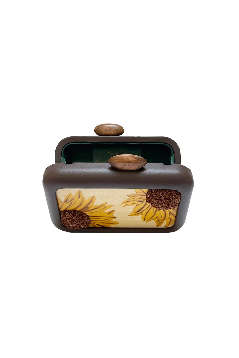 FOLHATA SUNFLOWER EMBROIDERY BROWN CLUTCH - 3