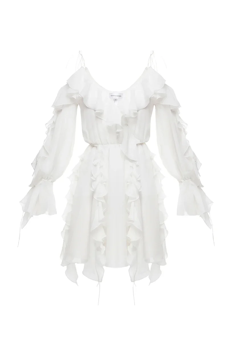 MORNING FOREST MINI DRESS IN WHITE