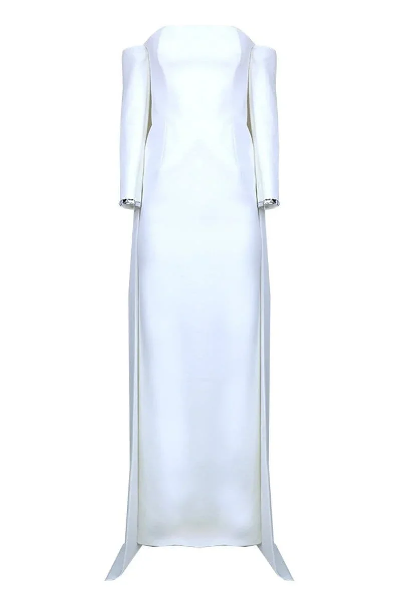 DAZZLING CRYSTAL-EMBELLISHED WHITE TUBE DRESS