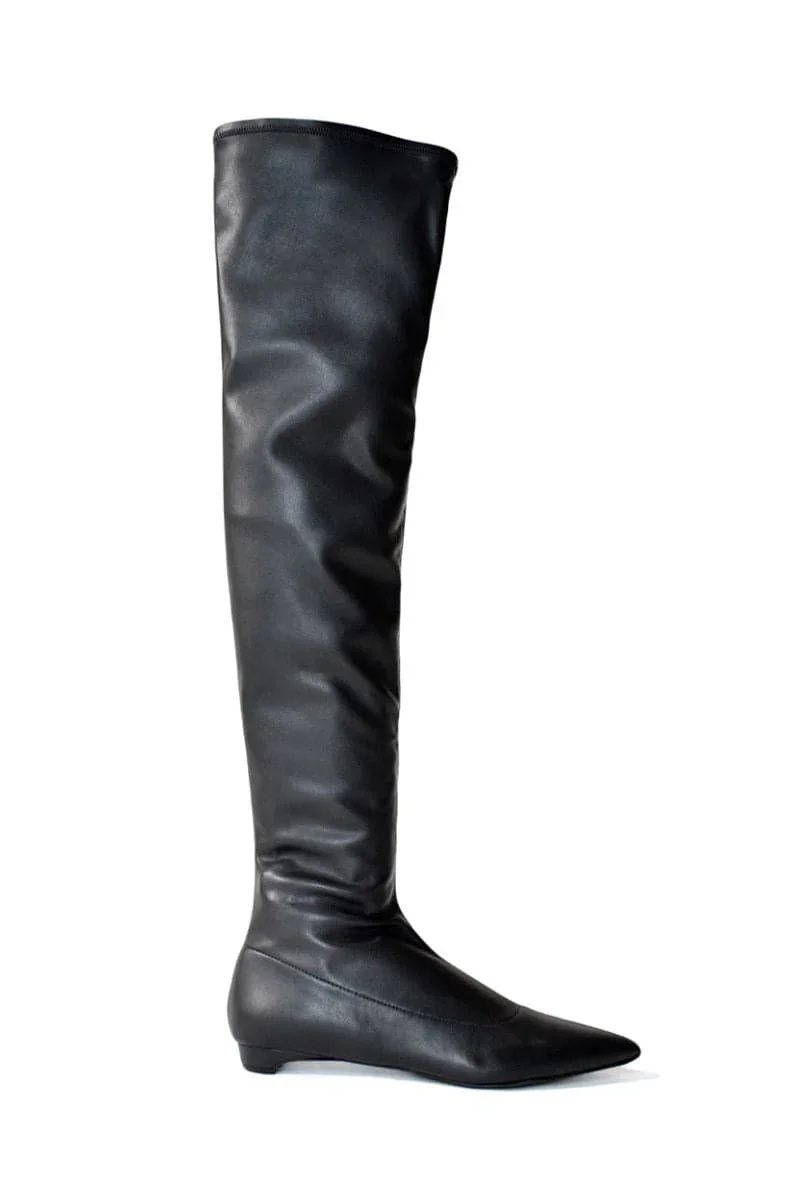 NICOLETTA BLACK NAPPA-EFFECT BOOTS