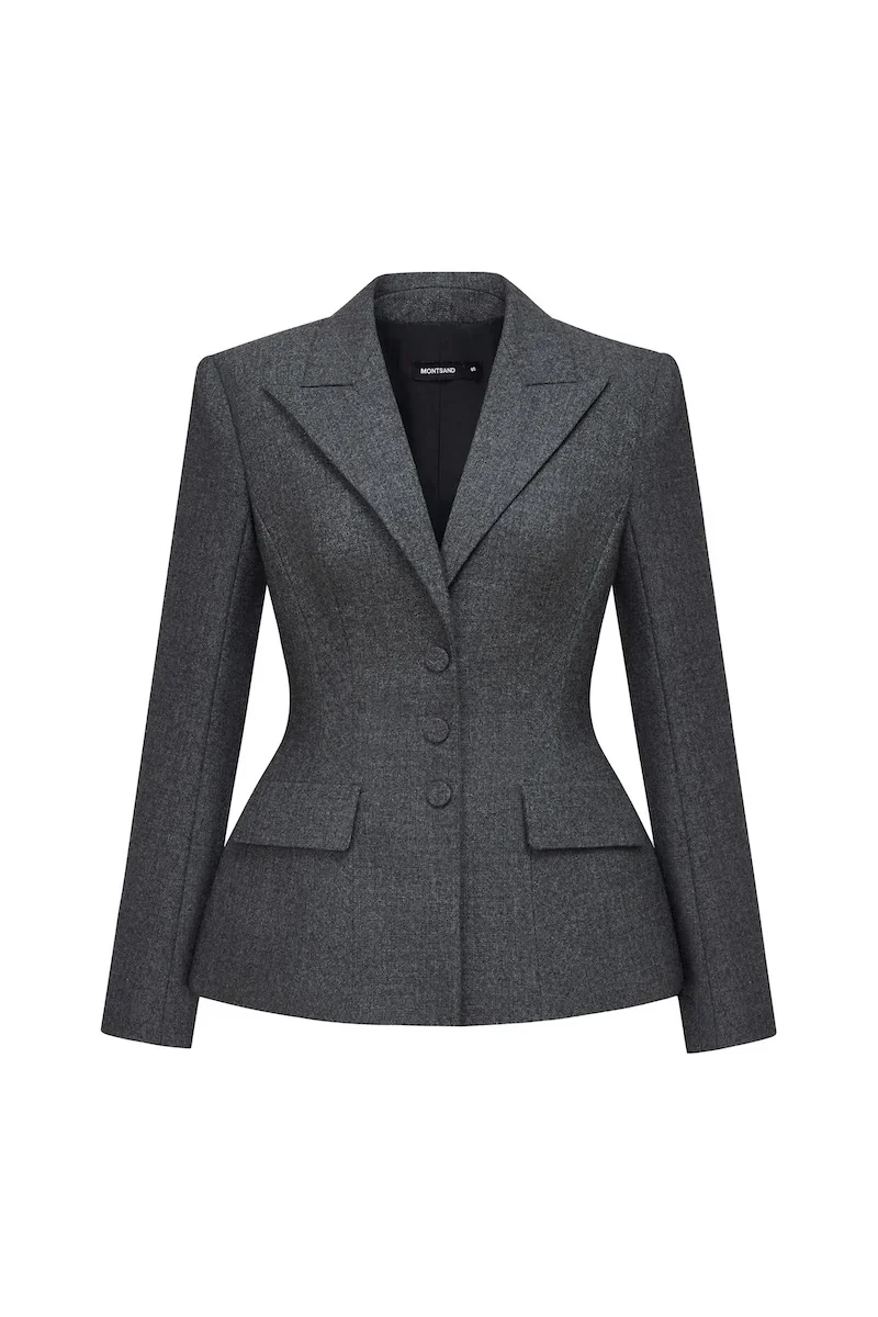 GRAY SINGLE BREASTED BLAZER