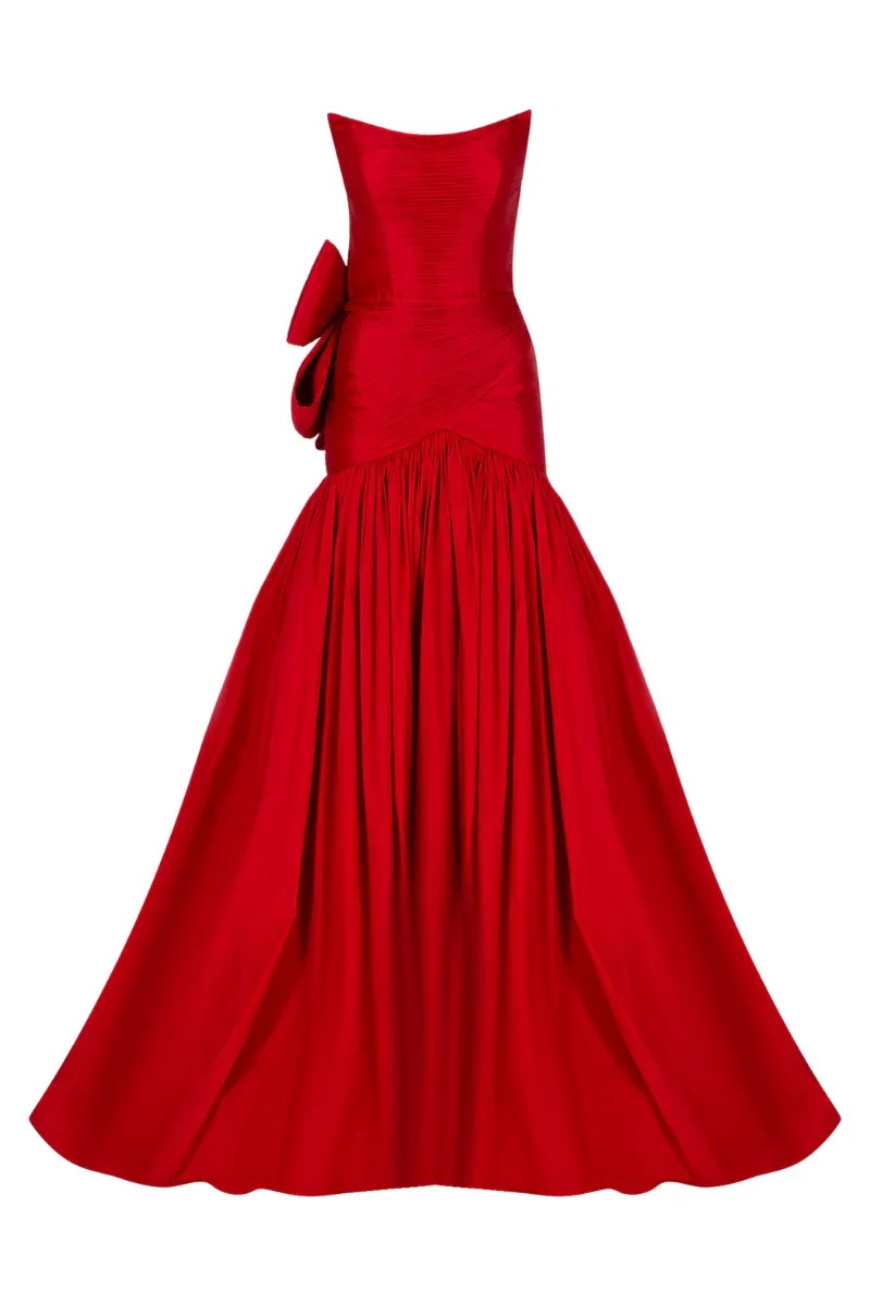 CAMERON RED BOW TRUMPET GOWN