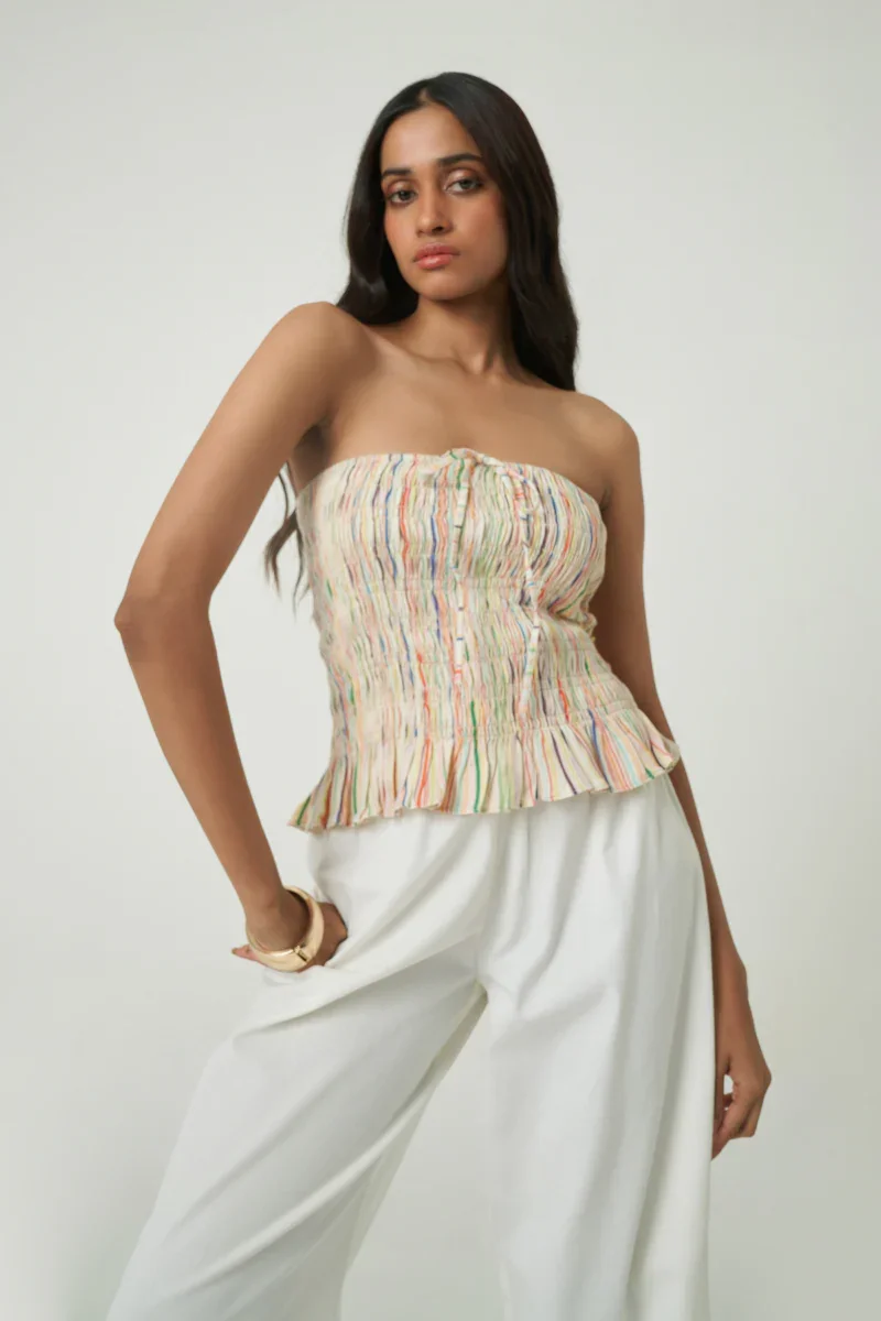 TARA WOVEN STRIPES TOP - 2