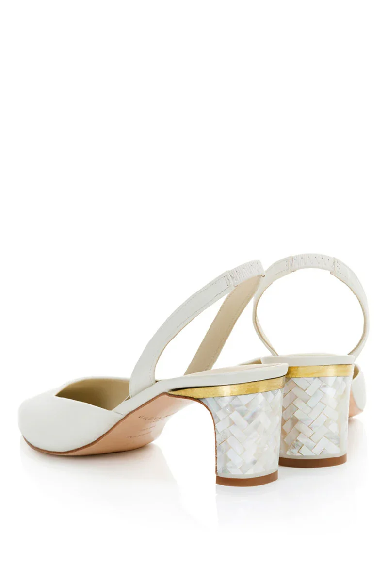 DELPHINE LEATHER PEARL HEELS IN IVORY - 2