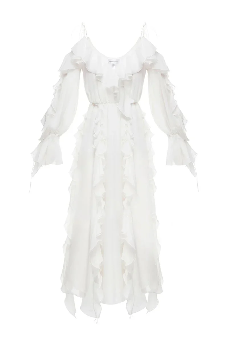 MORNING FOREST MAXI DRESS IN WHITE