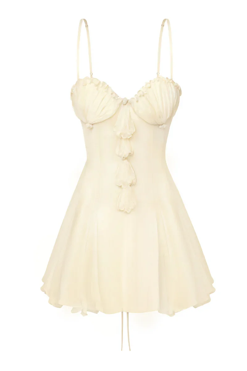 SHELL CORSET MINI DRESS IN LIGHT YELLOW