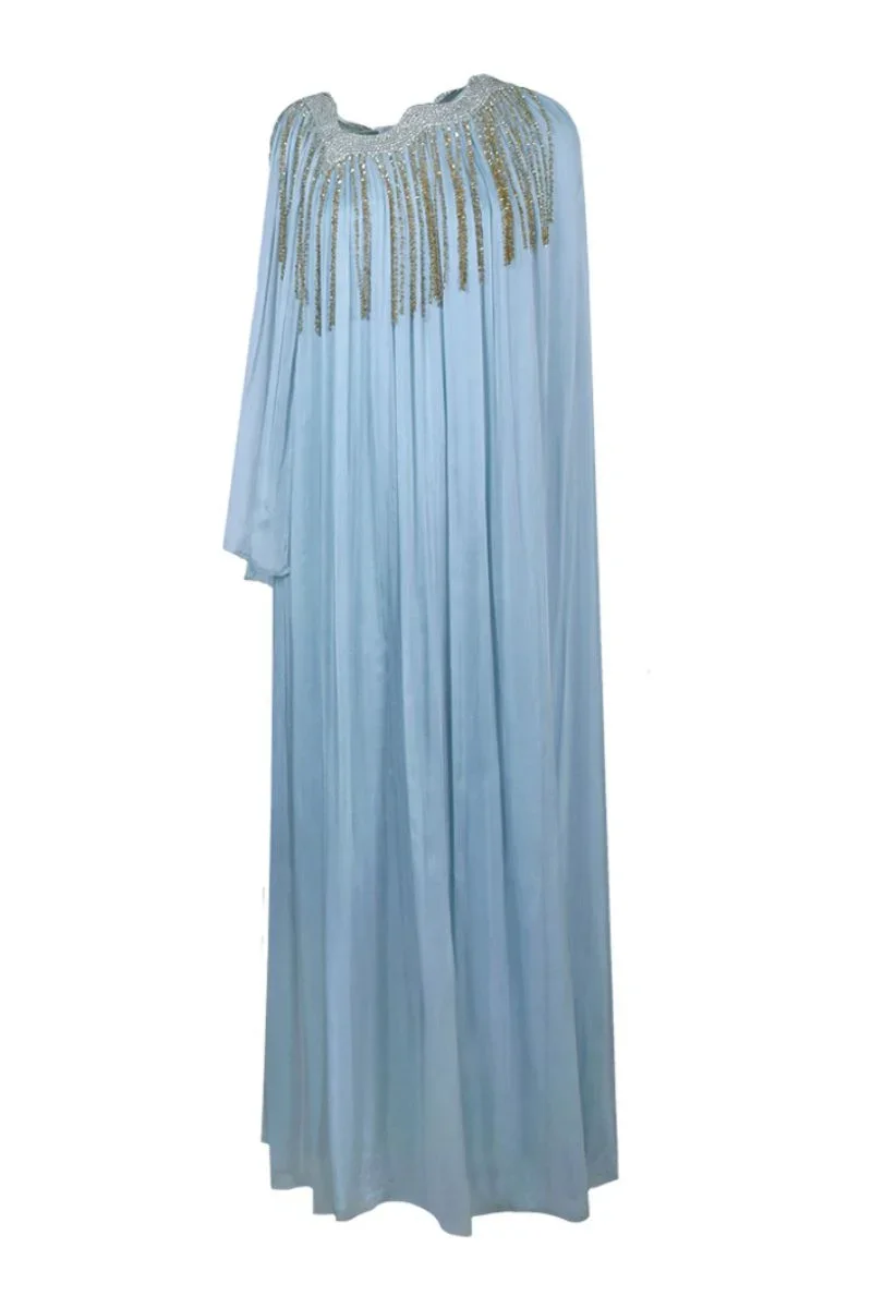 POWDER BLUE ANGULAR GATHERED KAFTAN