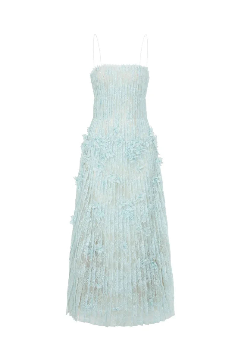 OCTAVIA LACE DRESS IN AQUA