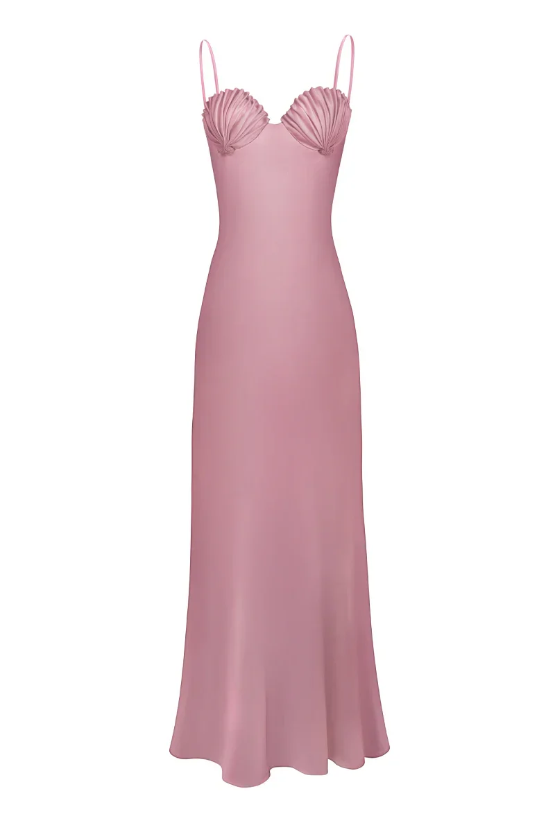 SHELL SLIP MAXI DRESS IN PURPLE