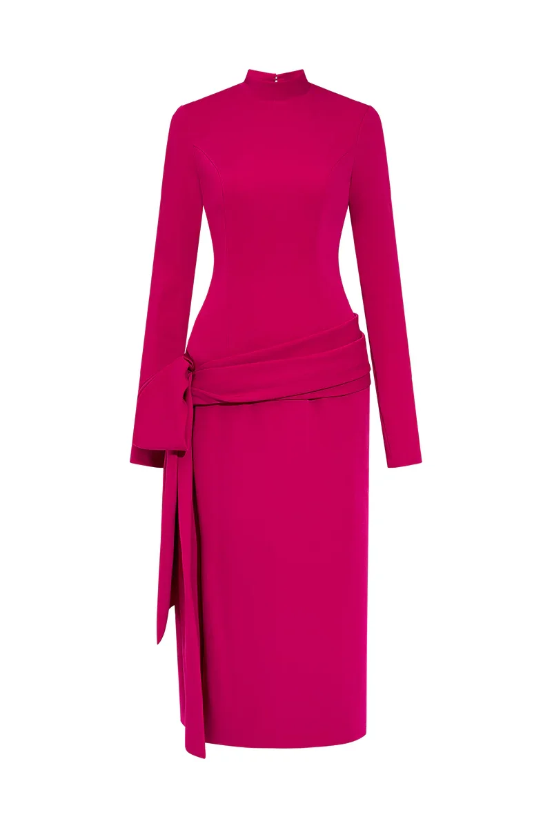 STRUCTURED SCARLET MIDI DRESS