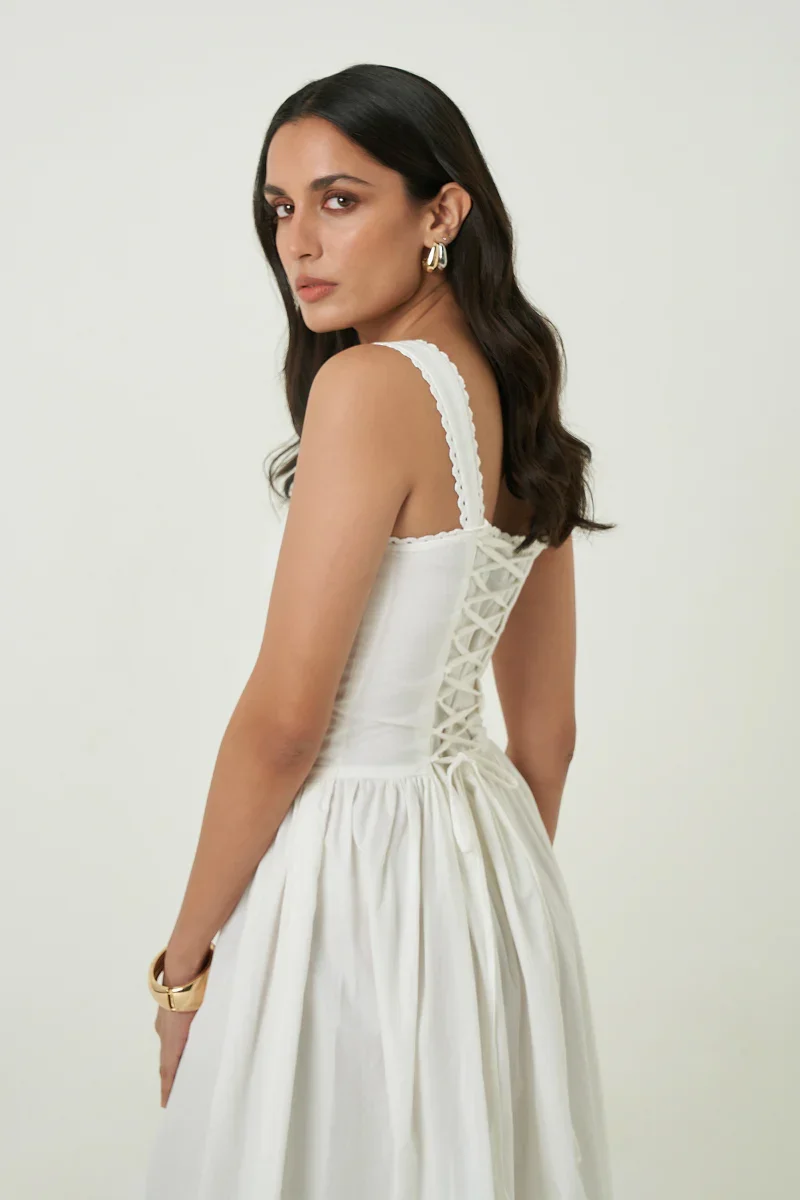 LUNA MIDI DRESS IN WHITE - 5