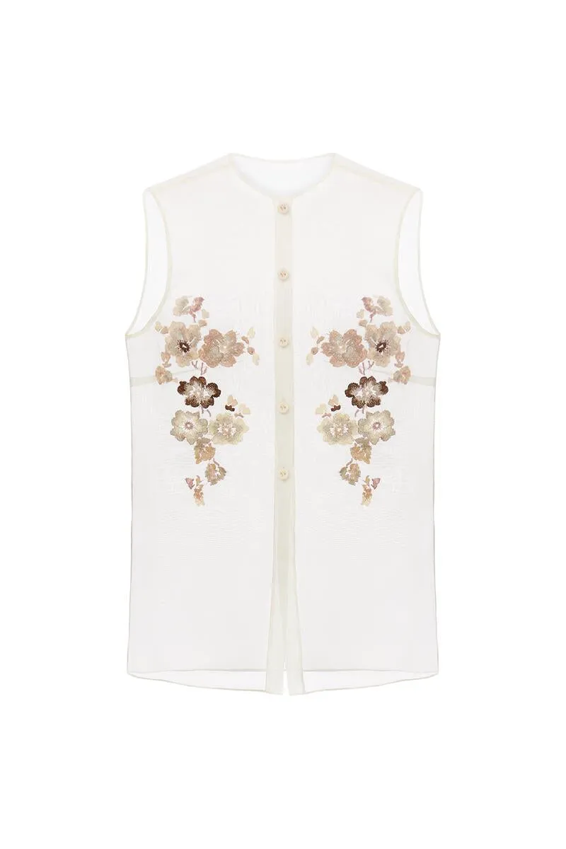 SILK BLOSSOM EMBROIDERED SHIRT