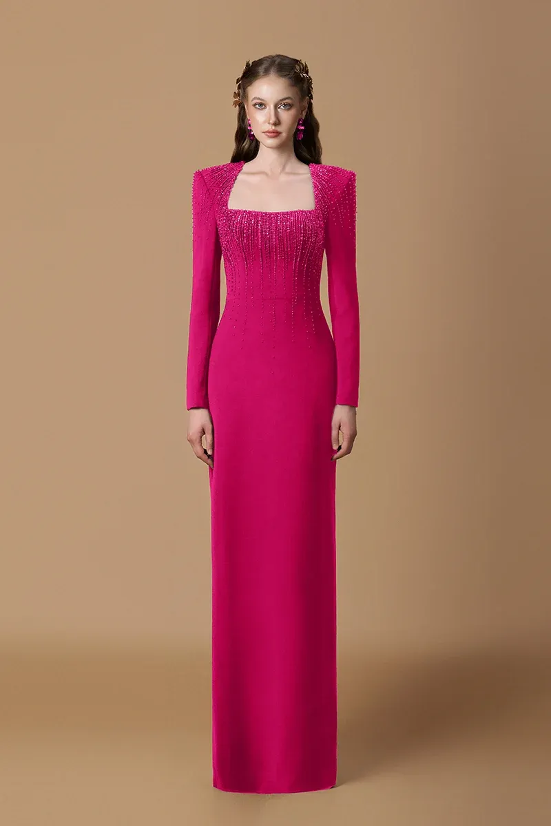 CREPE DE CHINE SILK LINED MAXI DRESS IN PINK - 2