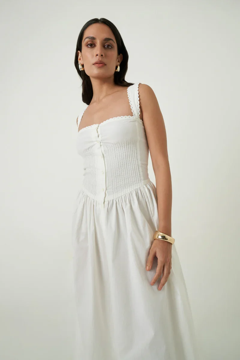 LUNA MIDI DRESS IN WHITE - 4