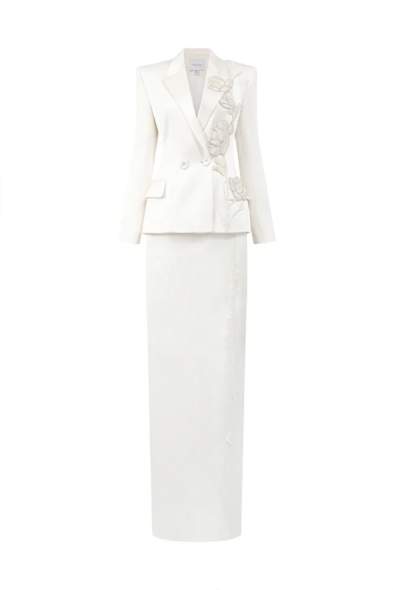 PEARL TAFFETA SET IN WHITE
