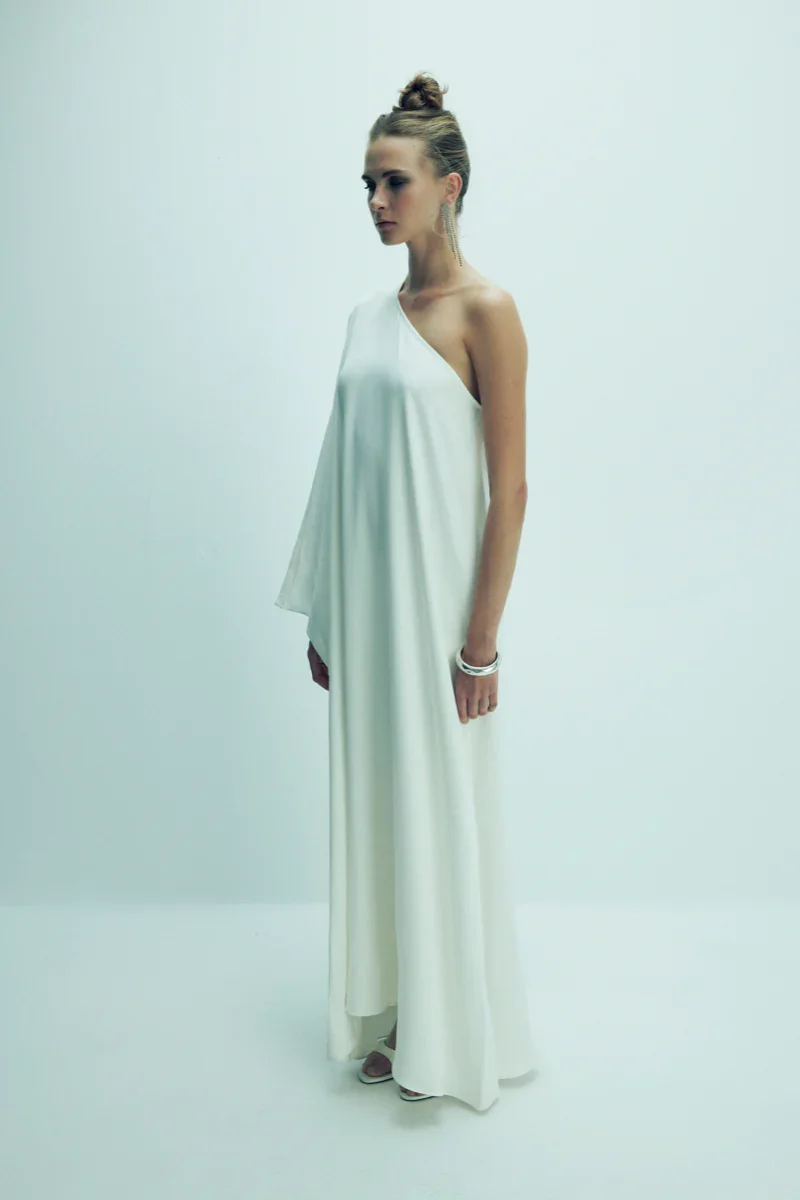 VENUS ONE-SHOULDER MAXI DRESS IN BLANCHE - 3