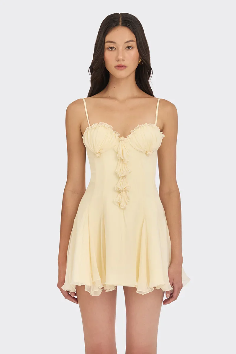 SHELL CORSET MINI DRESS IN LIGHT YELLOW - 5
