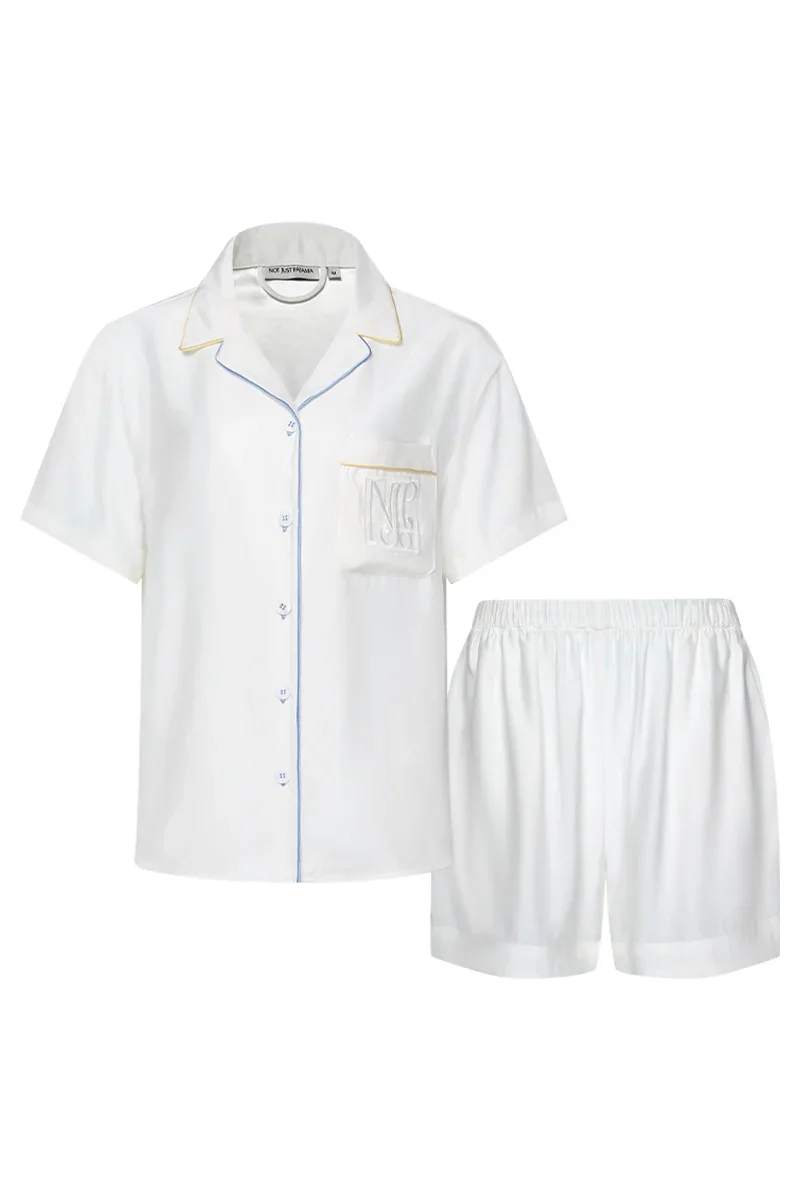 GLOSS OF WATER HYDRASILK SHORT PAJAMAS SET IN WHITE