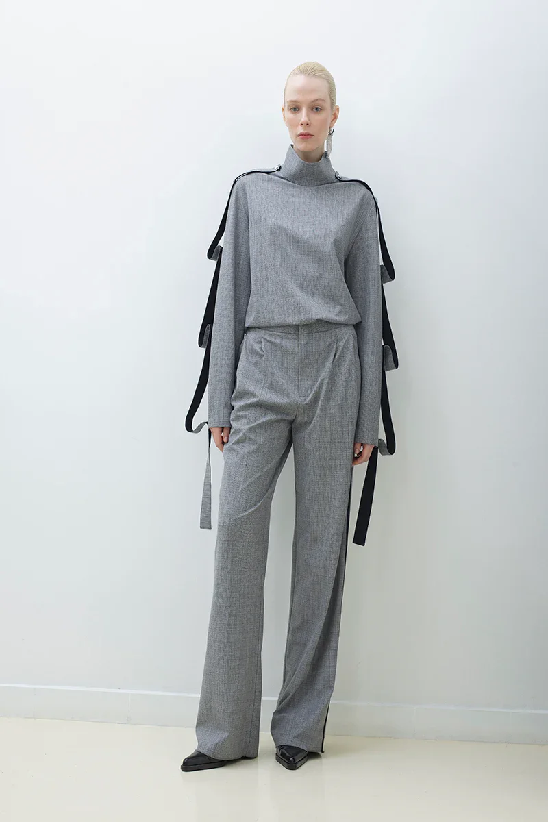 PLEATED WIDE LEG PANTS - 2