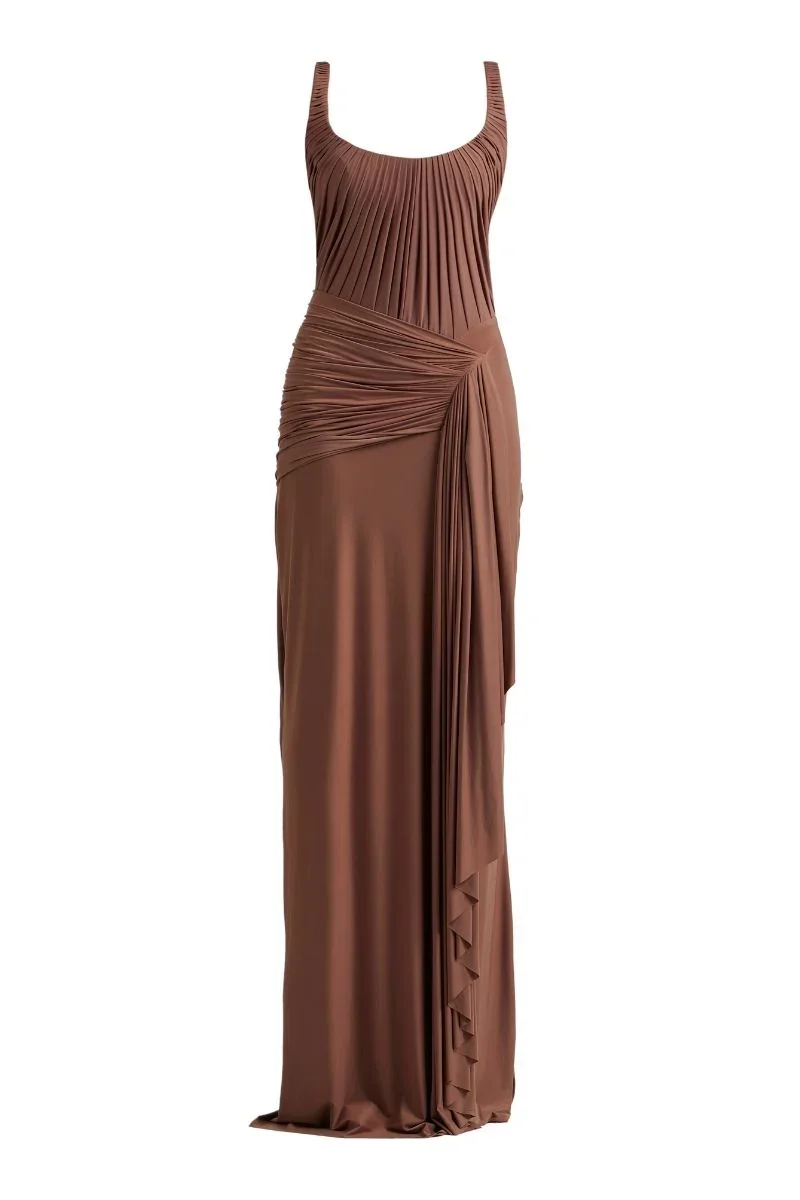 EVELINA MAXI DRESS IN MOCHA PINK