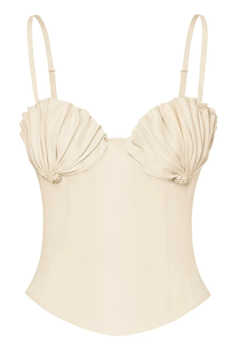 SHELL BUSTIER IN BEIGE