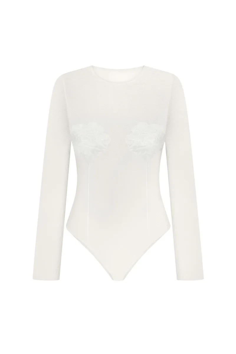 MILK LONG SLEEVE EMBROIDERED TOP