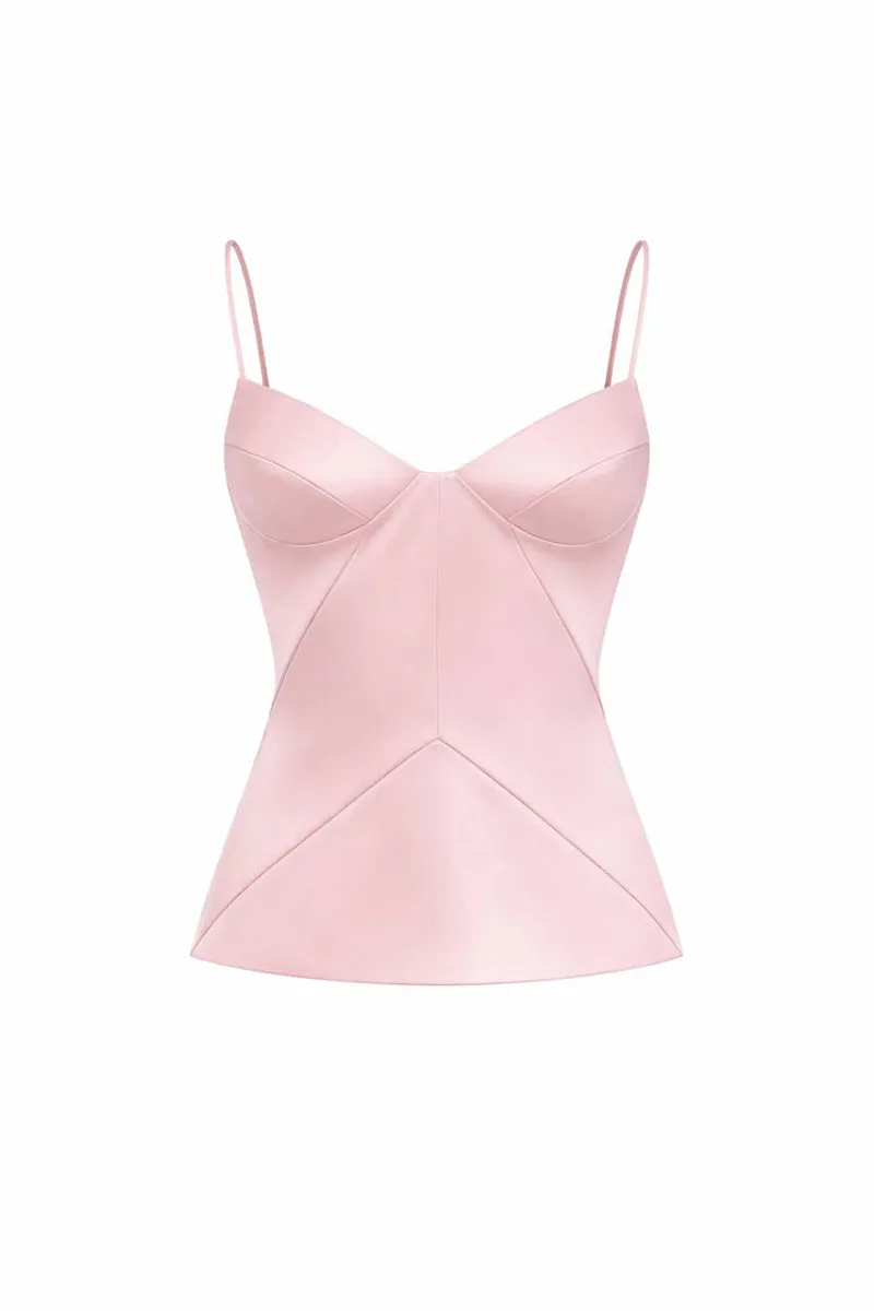 PINK BUSTIER TOP WITH GEOMETRIC DETAIL