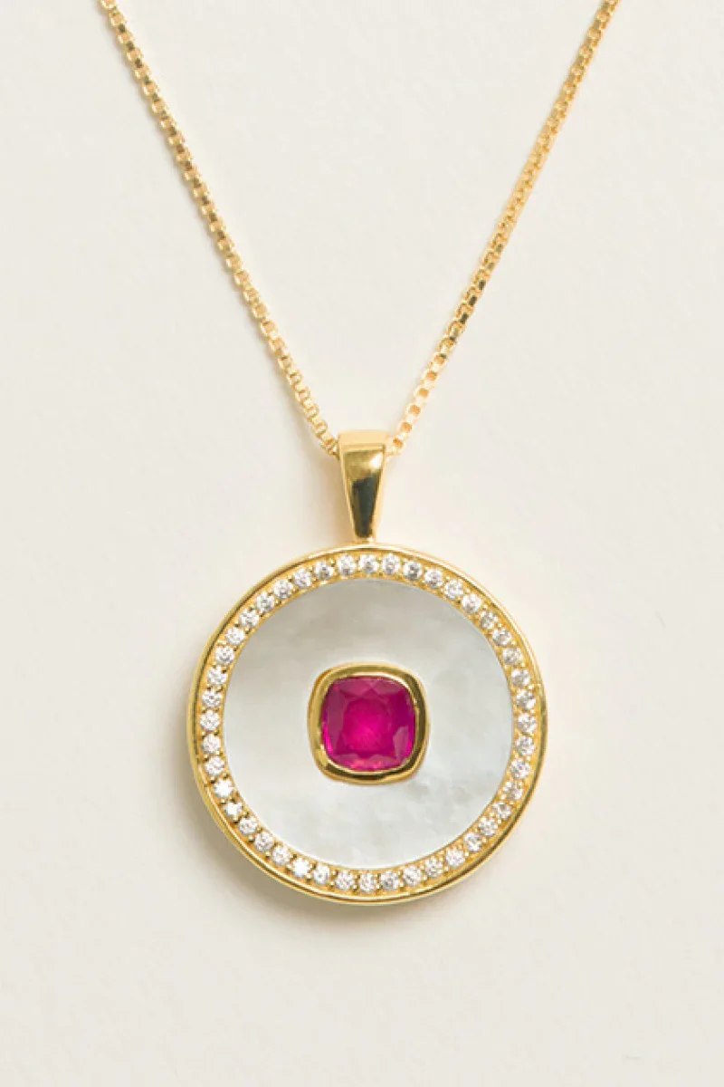 BIRTHSTONE JULY RUBY NECKLACE VERMEIL IN GOLD - 2