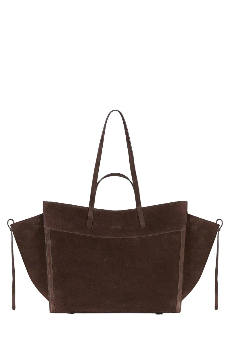 SHOPPING BAG IN CHOCOLATE SUEDE