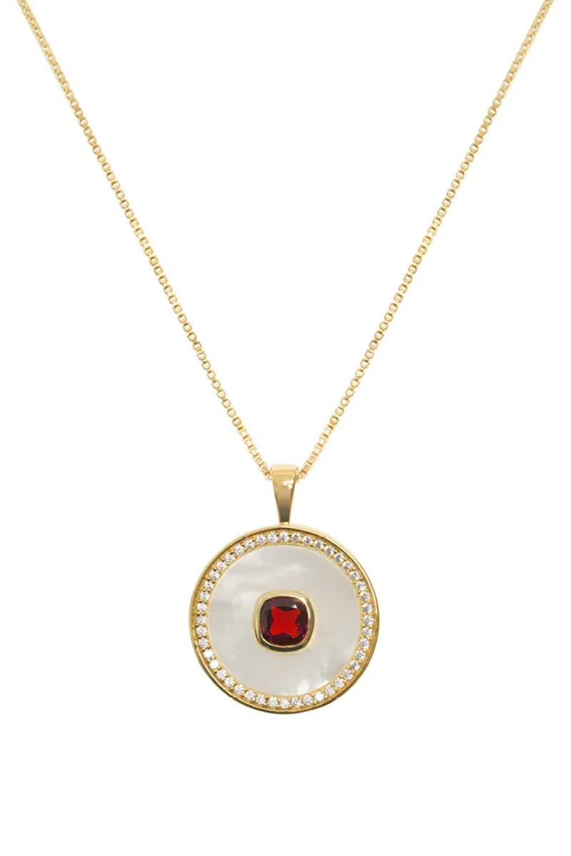 BIRTHSTONE JANUARY GARNET NECKLACE VERMEIL IN GOLD