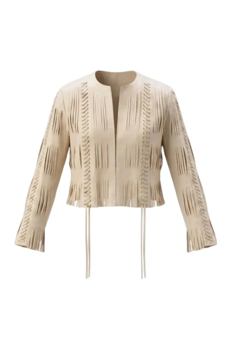 CANIAYLA LEATHER JACKET IN BUTTER YELLOW