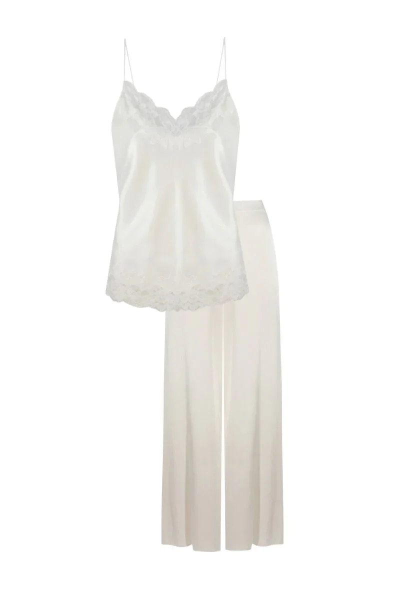 PAIGE CAMI AND HIGH WAISTED OFF WHITE PJ SET