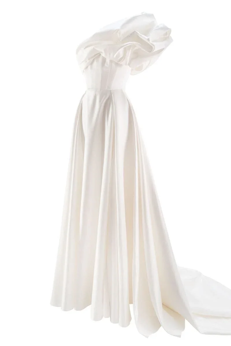 CULT MIA X MONETRE ASYMMETRICAL FLOUNCE FULL SKIRT GOWN - 4