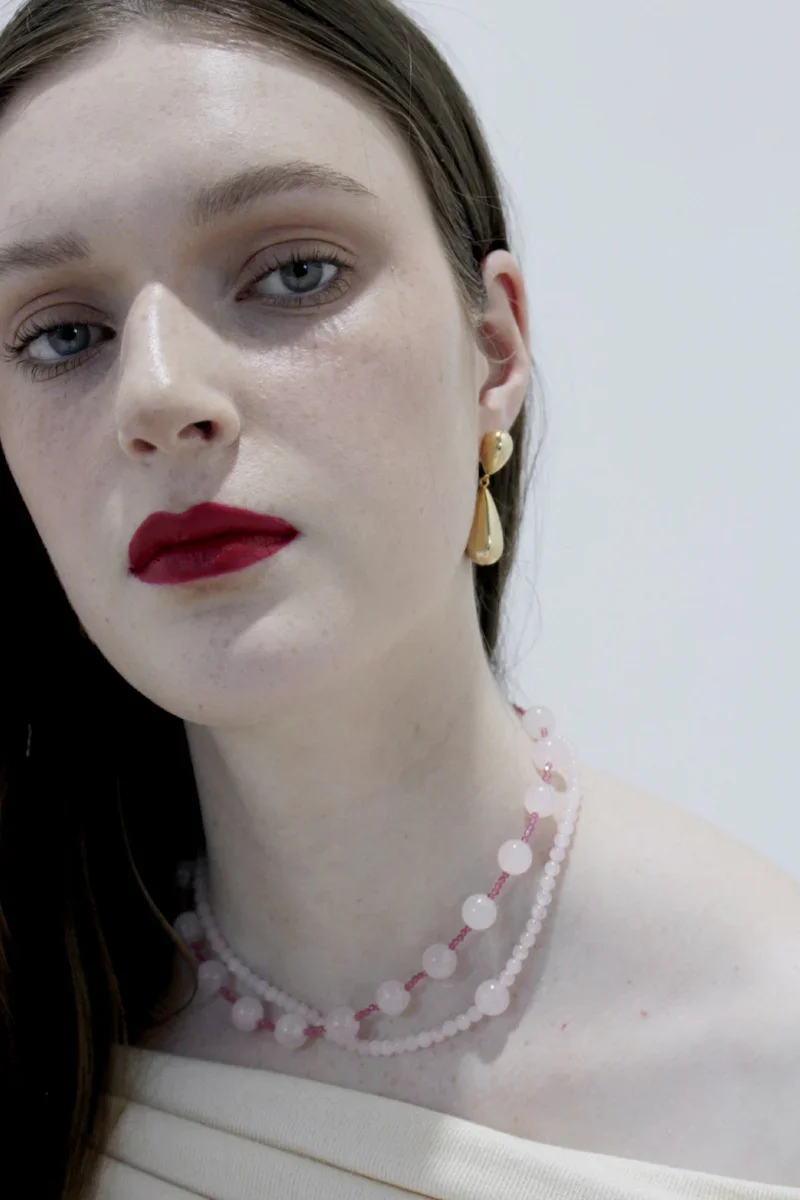 QUIVANA ROSE QUARTZ COLLAR NECKLACE - 3